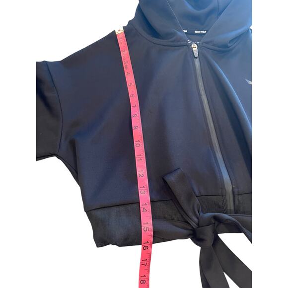 Squat Wolf NWOT DO-KNOT HOODIE ONYX Black Size Small Full Zip Cropped Hoodie - Picture 10 of 12